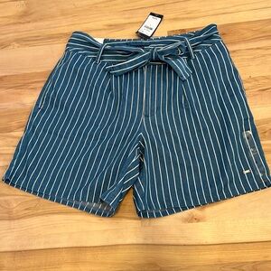 Tommy Hilfiger Blue & White Striped Paper Bag Tie Shorts -NWT